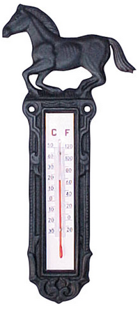 Teploměr s koníkem z litiny
