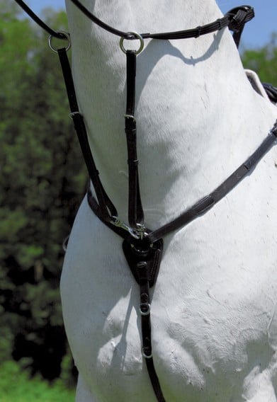 Poprsník kožený s martingalovou vidlicí černý