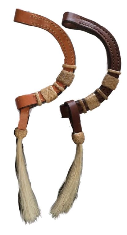 Ouško k uzdečce se surovou kůží a žíněmi
