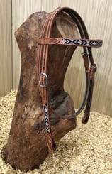 Westernové otěže zdobené barevnými korálky black/grey - uzdečka