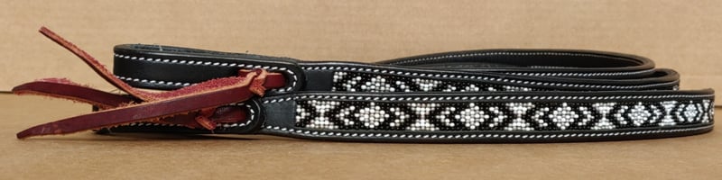 Westernová uzdečka GVR zdobená korálky black/grey - oteze