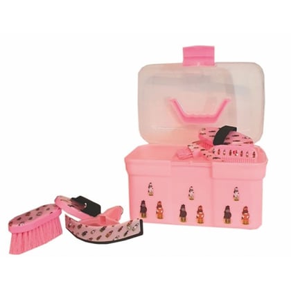 Box na čištění s vybavením HKM růžový s koníky