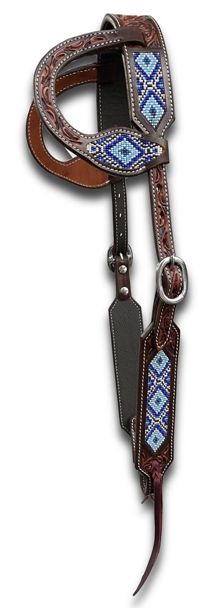 Westernová uzdečka GVR na dvě uši Blue/tyrkys