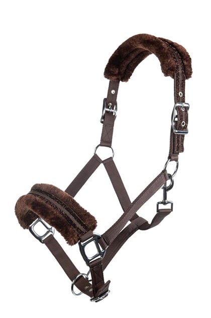 Ohlávka HKM Glitter Polarfleece hnědá