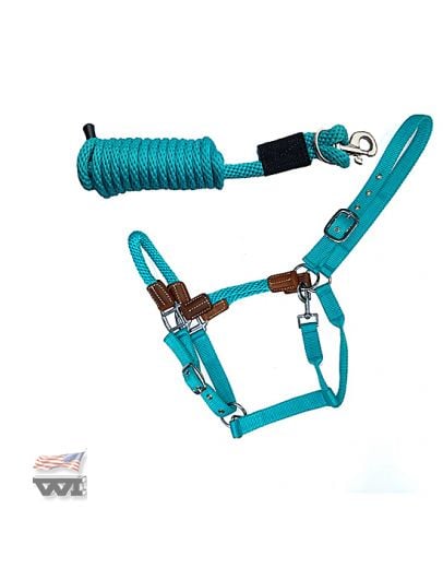 Ohlávka s vodítkem 3m tyrkys