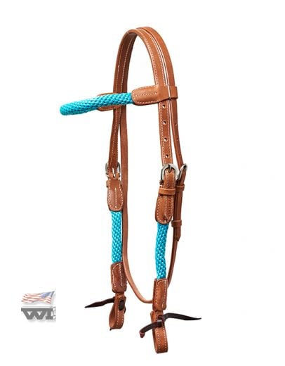 Westernová uzdečka s lanem Pacific tyrkysová