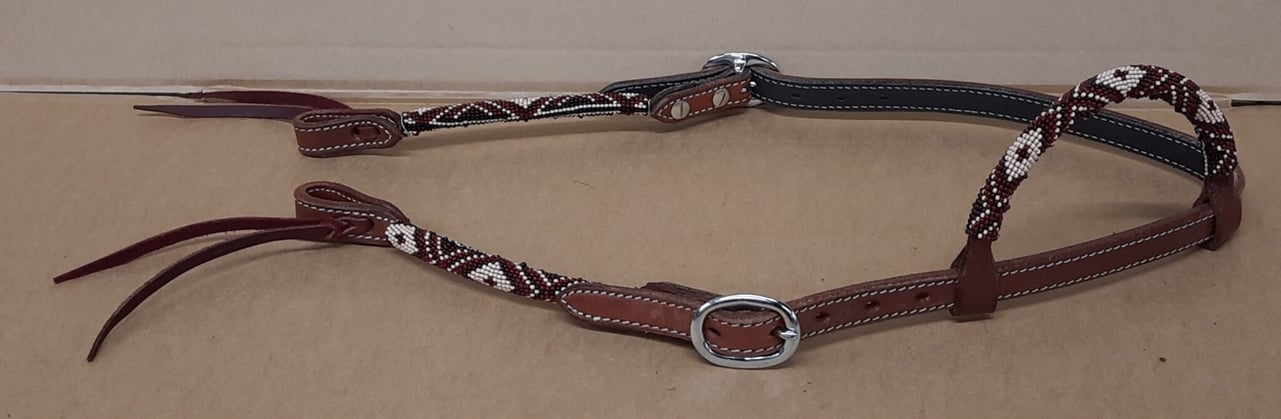 Westernová jednouška GVR s korálky brown/beige