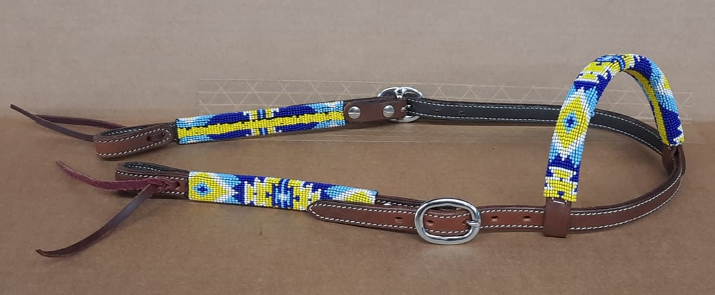 Westernová jednouška GVR s korálky blue/yellow