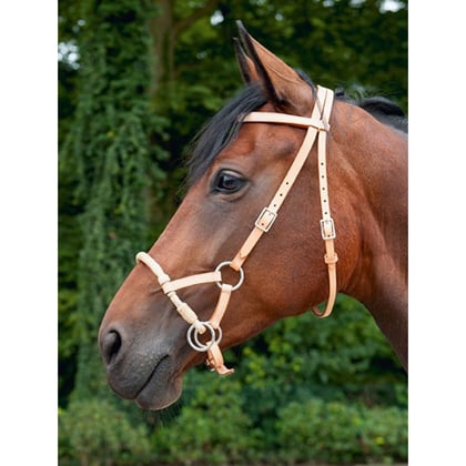 Westernový Sidepull Bezudidlová uzdečka Natur