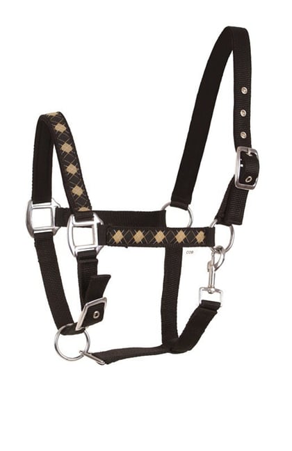 Ohlávka podložená Káro black/beige