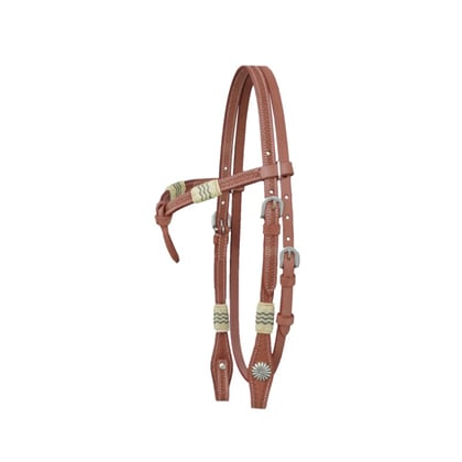 Westernová uzdečka do V zdobená surovou kůží