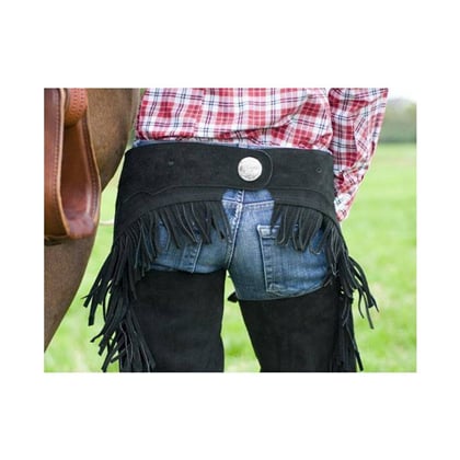 Westernové kožené chapsy s třásněmi černé
