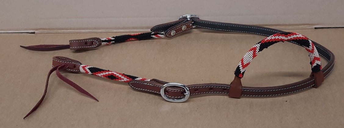 Westernová jednouška GVR s korálky red/black/beige