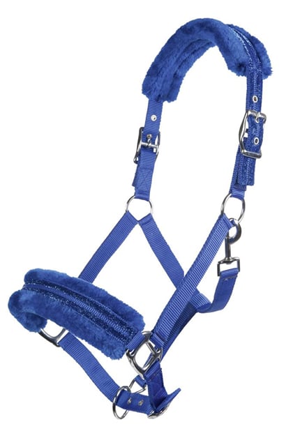 Ohlávka HKM Glitter Polarfleece modrá