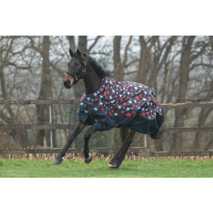 Deka výběhová s fleecem HKM se zvýšeným krkem hvězdy