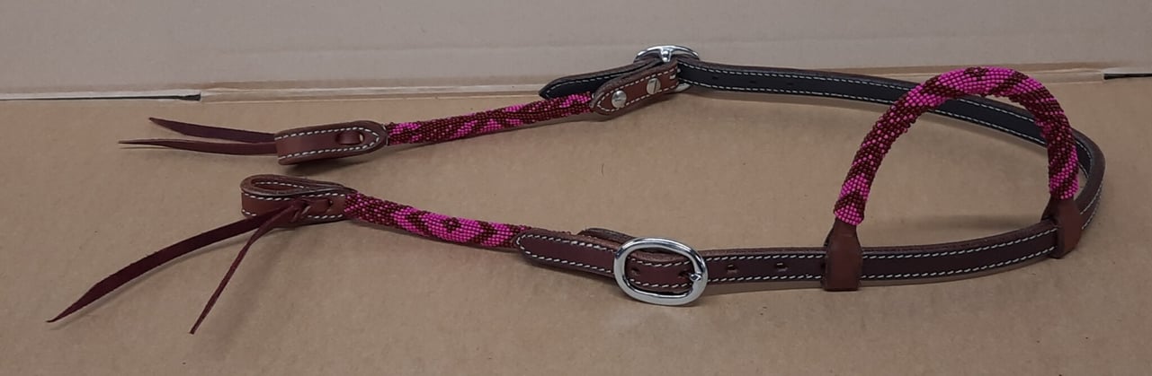 Westernová jednouška GVR s korálky růžové/burgundy