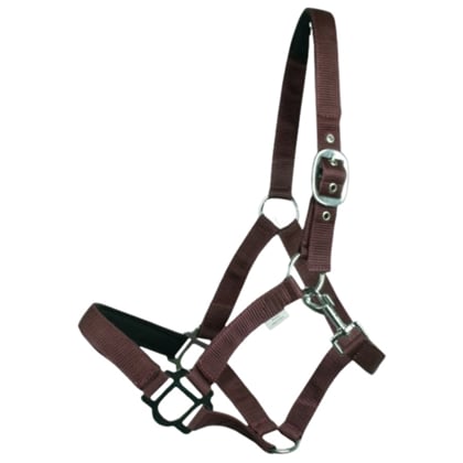 Ohlávka nylonová HKM podložená hnědá