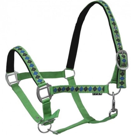 Ohlávka podložená Káro green/beige/blue