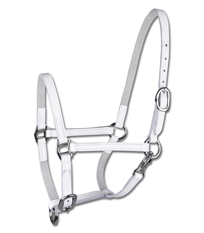 Kožená hříběcí ohlávka výstavní Star bílá