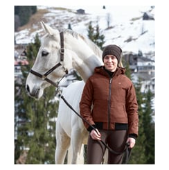 Pletená čepice s otvorem na culík hnědá, modrá - cepice 2