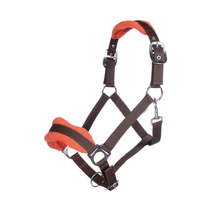 Ohlávka s fleecem HKM -Lily- oranžová/hnědá