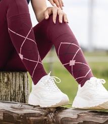 Jezdecké podkolenky Argyle vevlvet red - podkolenky vinove 2