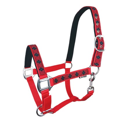 Ohlávka podložená Káro red/black