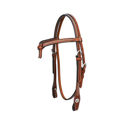 Westernová uzdečka zdobená pecičkami chestnut