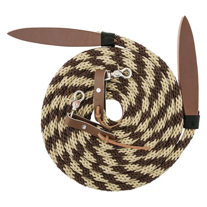 Otěže provazové L-pro West dělené hnědo/béžové