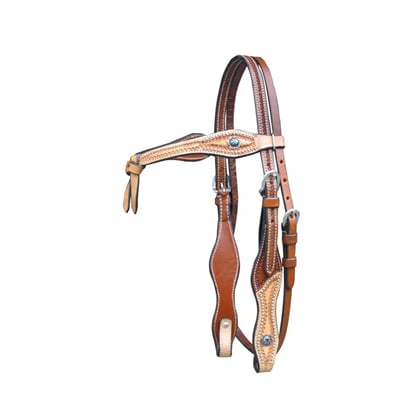Westernová uzdečka dvoubarevná s pecičkami a ražbou