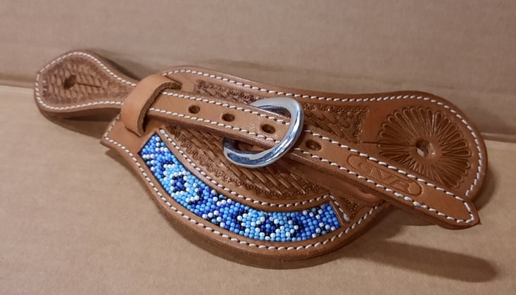 Westernové řemínky s korálky blue/white/black